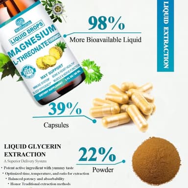 Magnesium L-Threonate Liquid, Triple Sleep Magnesium Threonate w. Apigenin, Theanine, Lemon Balm High Absorption Liquid Magnesium Threonate Supplement for Sleep Memory Calm Brain Nerve Muscle - Image 7