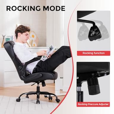 GTRACING Office Computer Gaming Chair Ergonomic Desk Chair for Adults with Lumbar Support Flip-Up Arms Adjustable Height Swivel Wheels PU Leather Executive Design for Short People Use, Black - Image 6