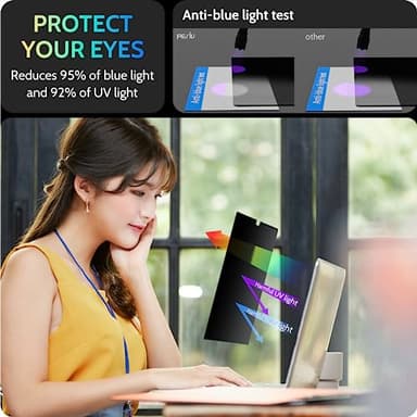 Peslv Magnetic Laptop Privacy Screen 15.6 inch for 16:9 Computer Monitor, 15" Removable Anti Glare Protector Blue Light Filter Shield Compatible with Lenovo Hp Dell Acer Asus Thinkpad Envy Xps - Image 5