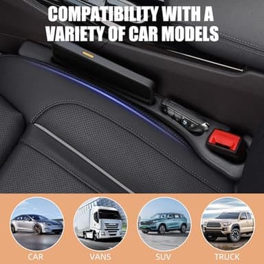 FFKQBH No Drop Seat Guard, Car Seat Gap Filler, Drop seat Gap fillers Between Seat and Console Stop Things from Dropping (Black) - Image 6