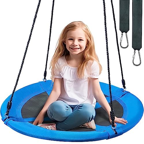 TURFEE 40" Saucer Tree Swing Set - 900Lb Weight Capacity, 900D Oxford Waterproof, with Hanging Straps Swings for Kids Playground Outdoor Activity Backyard Daily Exercise Fun(Blue) - Image 1