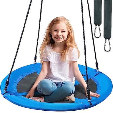 TURFEE 40" Saucer Tree Swing Set - 900Lb Weight Capacity, 900D Oxford Waterproof, with Hanging Straps Swings for Kids Playground Outdoor Activity Backyard Daily Exercise Fun(Blue) - Image 1