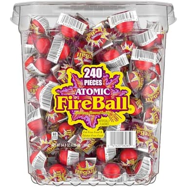 Wonka Atomic Fireball, Candy, Cinnamon Flavor, Individually Wrapped, 7.5 g (240 ct) - Image 1