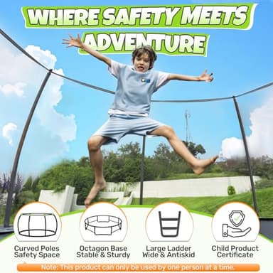 BCAN Trampoline 14FT Trampoline Outdoor with Enclosure for Kids Adults-Black-2025 - Image 3