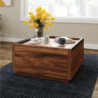 Sauder Manhattan Gate Modern Square Coffee Table, Blaze Acacia Finish - Image 2