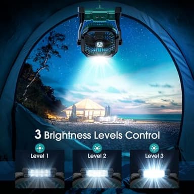 Portable Fan Rechargeable, 20000mAh Cordless Battery Powered Fan with LED Lantern, USB C Battery Operated for Travel Bedroom Home Camping Tent Office Beach Desk Fishing Table - Image 5