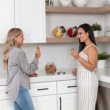 Glass Cookie Jars for Kitchen Counter (3 Pack) 75oz Food Storage Canisters with Airtight Lids + Marker & Labels, Coin & Penny Jar for Candy Buffet, Coffee, Laundry Detergent Holder - Image 5