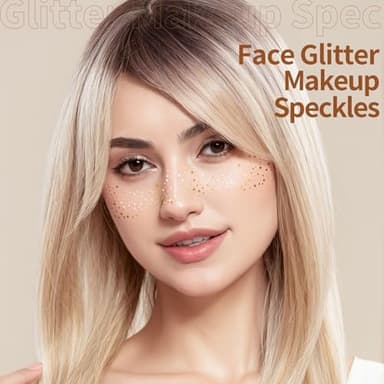 FANDAMEI 6PCS Glitter Freckles Face, Glitter Makeup Speckles. Makeup Patches, Face Speckles for Women, (Gold - Image 3