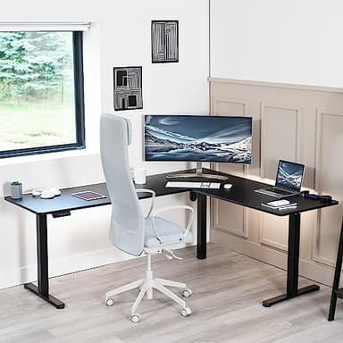 VIVO Electric Corner 75 x 63 inch L-Shaped Standing Desk, Memory Height Adjustment, Black Top Black Frame, DESK-E3CTB-75 - Image 8