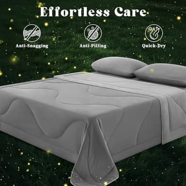 FineMay Cooling Comforter Queen Size, Double-Sided Cooling Blanket for Hot Sleepers & Night Sweats, Arc-Chill Q-Max > 0.4 Breathable Ice Blanket, Lightweight Cold Comforter (80''x90'', Light Grey) - Image 7