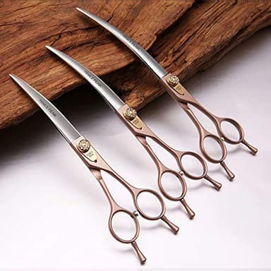 Fenice Peak Professional Curved Dog Grooming Scissors 8'' Rose Gold 440C Stainless Steel Pet Cutting Shears Safety Trimming Shearing for Dogs Cats - Image 6