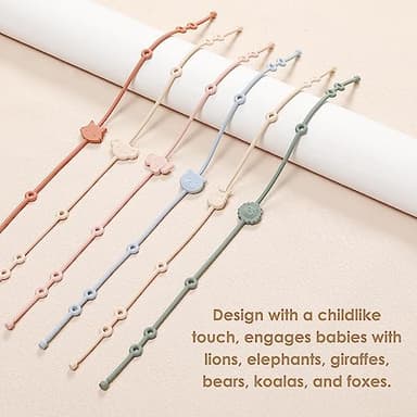 ROCCED Toy Straps for Baby 6pcs, Silicone High Chair Toys Straps Stroller Accessories Toddler Bottle Straps Car Seat Toys Baby Travel Essential Silicone Ivory+Sage+Blue - Image 4