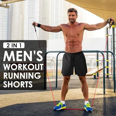 NIMOJIRO Men's 2 in 1 Running Shorts Workout Athletic Shorts Outdoor Sports with Liner Lightweight Training Yoga Gym Shorts with Phone Pockets Black M - Image 6