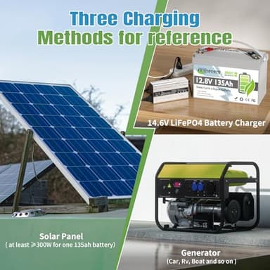 TCBWORTH 12V Lithium Battery 135Ah Bluetooth, Rechargeabel Deep Cycle LiFePO4 Batteries, 100A Smart BMS with Low-Temp Protection, Perfect for RV, Solar, Boat, Marine, Trolling Motor - Image 7