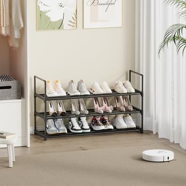 Shoe Rack, 3-Tier Shoe Organizer, Sturdy Shoe Storage Shelf, Perfect for Front Door Entrance, Closet & Entryway, Easy to Assemble, DIY Layering Options (S - 3 Tier) - Image 2