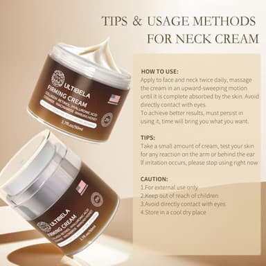 ULTIBELA Tighten and Lift Neck Cream, Deep Hydration Neck Firming Cream with Retinol, Collagen & Honey Anti-Aging & Wrinkle Moisturizer for Face, Neck & Décolleté Women & Men 1.7 Fl Oz - Image 6