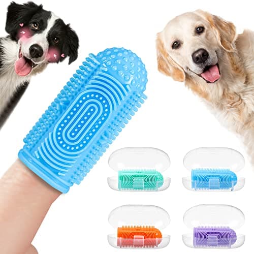 YUEYUEJIA Dog Toothbrush Finger Toothbrush Dogs Tooth Brushing Kit 4Pack Dogs Finger Toothbrushes for Dog Teeth Cleaning& Dental Care Doges Tooth Brush Pet Toothbrush - Image 1