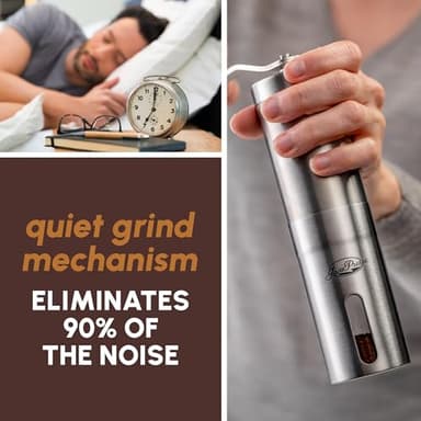 JavaPresse Manual Stainless Steel Coffee Grinder - 18 Adjustable Settings, Portable Conical Burr Grinder for Camping, Travel, Espresso - With Hand Crank - Image 7