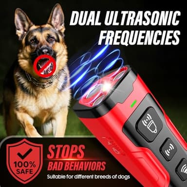YUYQA Dog Bark Deterrent Device, 3X Ultrasonic Anti Barking, 6 Training Modes 23 FT Range Barks No More Indoors Outdoors Behavior Correct Safe & Humane Rechargeable Compact Bark Control for Dogs RED - Image 4
