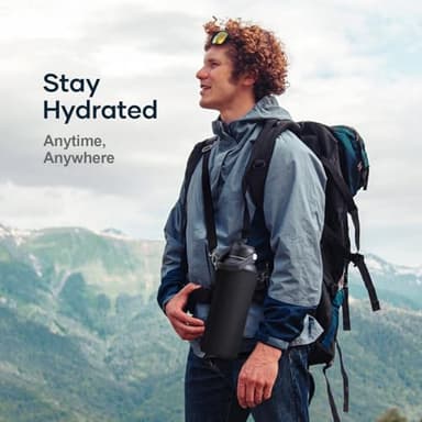 BUZIO 40oz Insulated Water Bottle, Triple Wall Vacuum Stainless Steel Water Flask with 2 lids, Lead-Free BPA-Free Straw Lid Sports Canteen Jug, Cold 48H & Hot 24H- Black - Image 5