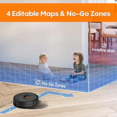 eitton Robot Vacuum and Mop Self-Emptying, 5000Pa Robotic Vacuums, 60 Days Hands-Free, 3-in-1 LiDAR Robot Vacuum Cleaner,No-Go Zones,Perfect for Carpets, Hard Floors, and Pet Hair - Image 5