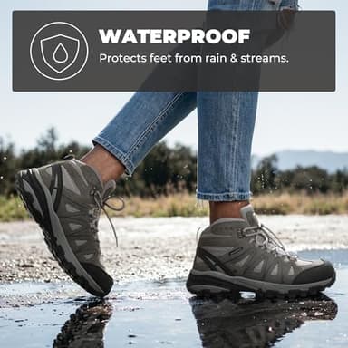 NORTIV 8 Women's Waterproof Hiking Boots Outdoor Trekking Camping Trail Hiking Boot Seeker,Size 5,Light Grey,Seeker - Image 3
