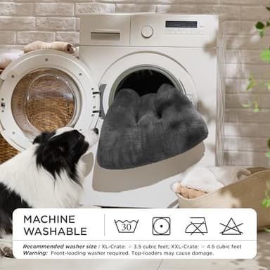 Bedsure Washable XL Dog Bed for Crate for Extra Large Dogs, Comfort Fluffy Plush Pet Pillow Bed Kennel Pad with Non-Slip Bottom, Machine Washable Pet Sleeping Mat, 41"x27", Dark Gray - Image 4