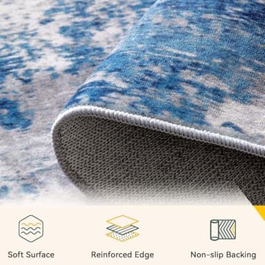 RELEANY Washable Area Rugs 8'x10' Non-Slip Modern Abstract Soft for Living Room Entryway Bedroom Nursery, Print Pattern, Blue Grey Navy Gray - Image 5