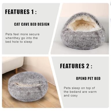FORMYCATIE Cat Beds for Indoor Cats,Cat Cave for Puppy and Kitty,Calming Small Dog Bed for Small Dogs with Cover Cave,Cozy Warming Fluffy Washable Anti-Slip Pet Sleeping Bag (20 * 20inch,Khaki) - Image 4
