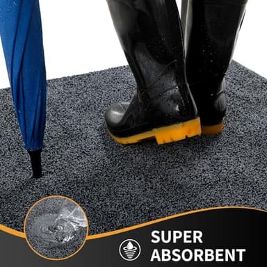 Mibao Front Door Mat Entrance, Non-Slip Absorbent Waterproof Welcome Doormat with TPR Backing, Dirt Trapping Entrance Inside Floor Mats for Entryway Washable Low-Profile, 29.5" x 17", Dark Grey - Image 3