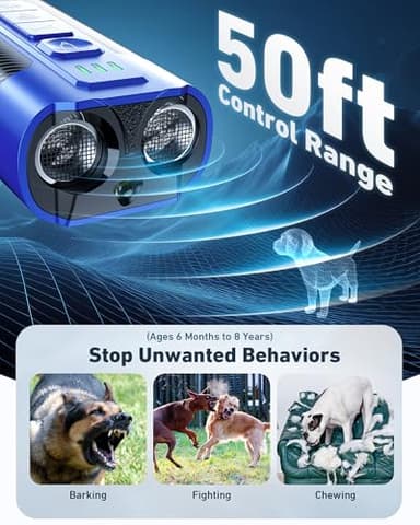 Dog Bark Deterrent Devices-Ultrasonic Anti Barking Device for Dogs with 50ft Range, Rechargeable No Barking Device for Own or Neighbor's Dogs, Portable Safe for Dogs/Humans | Indoor/Outdoor Use-Blue - Image 4