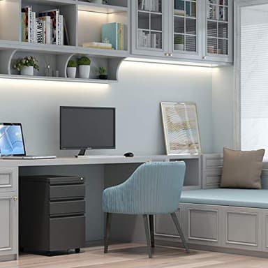 Aobabo 3 Drawer File Cabinet with Lock,Metal Filing Cabinet with Wheels for Home Office & Business Enterprise, Legal/Letter Size, Fully Assembled Except Wheels, Black - Image 2