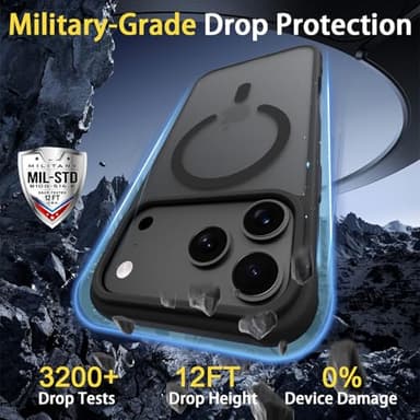 PinLiSheng Magnetic for iPhone 17 Pro Max Case with 1 Screen Protector [Mil-Grade Drop Protection] [Compatible with Magsafe] Shockproof Slim Translucent Matte Protective Phone Case, Black - Image 4