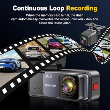 Dash Cam, 4K+2K Full HD Dash Cam Front and Rear, Dash Camera for Cars with Built-in 5GWiFi, 3.2” IPS Screen Dashcam, with 64GB Card, Night Vision, Loop Recording, G-Sensor, Parking Mode - Image 6