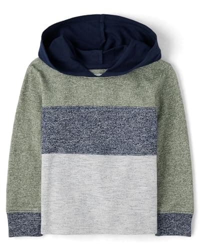 The Children's Place,Baby Boys,and Toddler Shirt with Hood,Greenwich Colorblock,6 Months,9 Months