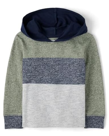 The Children's Place,Baby Boys,and Toddler Shirt with Hood,Greenwich Colorblock,6 Months,9 Months
