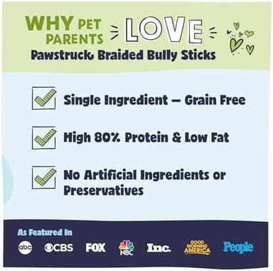 Pawstruck Natural 12" Braided Bully Sticks for Dogs – Tough, Long-Lasting, Rawhide-Free, Low-Odor, Single Ingredient Chew Treat for Aggressive Chewers – 5 Count – Packaging May Vary - Image 4