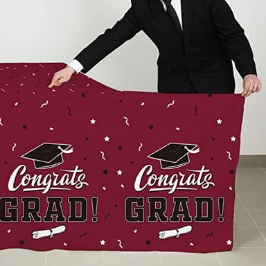 Gatherfun Graduation Tablecloths Graduation Party Table Decorations Waterproof Plastic Rectangular Disposable Table Cover for Congrats Grad Party Supplies 3PCS 54x108 Inch, Maroon - Image 5