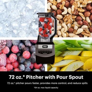 Ninja Blender, For-Smoothies, Salsa, Shakes, Slush, and-Frozen Drinks, Pitcher, and-Lid, for-Kitchen, Crushes Ice, Fruit, and-Veggies, 1000-Watt, Dishwasher Safe, Black, NJ601AMZ​ - Image 6