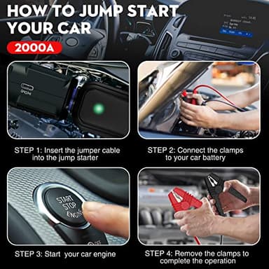 NEXPOW 2000A Battery Jumper Starter Portable, 12V Car Jump Starter, Auto Battery Booster, Lithium Jump Box with LED Light/USB Quick Charge 3.0 - Image 5