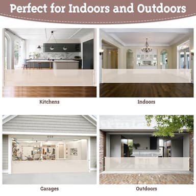 160 Inch Extra Wide Baby Gates for Large Openings, Retractable Baby Gates Extra Wide Retractable Dog Gate, Outdoor Pet Gate Indoor Extra Long Dog Gate Retractable Fence Garage Gate, Beige - Image 3
