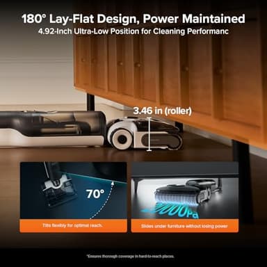 roborock F25 ALT Vacuum Mop, Wet Dry Vacuum Cleaner, Cordless Hard Floor Cleaner Machine with AI Assistant Wheels, 180° Lie-Flat, 194°F Hot Air Flash Drying & Hot Water Self Cleaning Electric Mop - Image 6