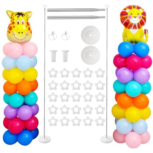 Voircoloria Balloon Stand Kit Set of 2, 7FT Adjustable Height Balloon Column Kit for Floor with Metal Telescopic Pillar for Halloween Thanksgiving Day New Years 2025 Gender Reveal Party Decorations - Image 1