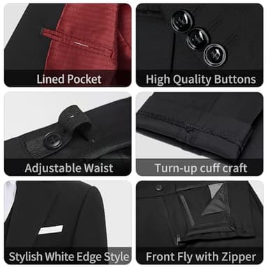 BOLADA Boys' Suit Black Slim fit Suits for Kids Formal Classic 6 Piece Big Boys Tuxedos Teen Youth Size 12 - Image 5