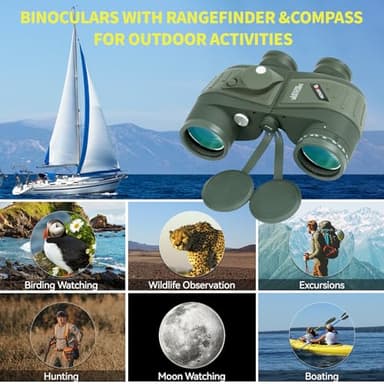 BOSTRON 10X50 Marine Binoculars for Adults with Rangefinder & Compass, Phone Adapter, Military IPX7 Floating Waterproof Binoculars with BAK4 Prism FMC Lens for Sailing Boating Navigation Bird Watching - Image 6