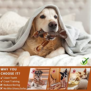 MOXIKIA Dog Chew Toys for Aggressive Chewers Almost Indestructible Dog Toys,Bacon Flavor,Tough Dog Bone Toys for Medium/Large Breed Dogs,Best Chew Toys to Keep Them Busy - Image 6