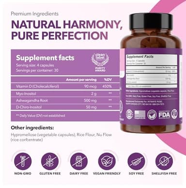 Intimate Rose Myo-Inositol & D-Chiro Inositol Supplement for Women - Hormone Balance & Ovarian Support for Women - Ideal 40:1 Ratio, Vitamin D3 + Ashwagandha - Image 7