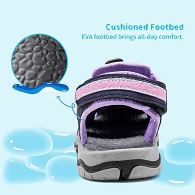 DREAM PAIRS Boys Girls Summer Outdoor Athletic Sport Sandals Walking Hiking Hook and Loop Adjustable Multicolor for Toddler/Little/Big Kids,Size 2 Little Kid,Purple/Light/Grey,160912-K - Image 6