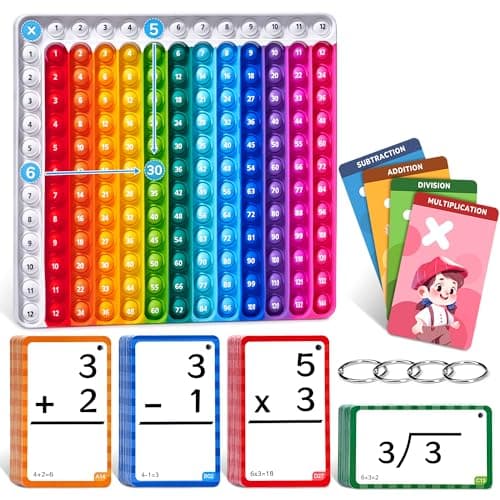 JoyCat Flash Cards for Kids Ages 4-8, Math Flash Cards & Chart, Math Learning Tools Game for Addition Subtraction Division Multiplication, Fit for Kindergarten 1st 2nd 3rd 4th 5th 6th Grade - Image 1
