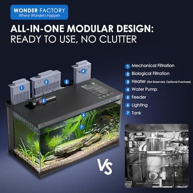 Smart Aquarium Fish Tank 5 Gallon Starter kit, Self Cleaning System Efficiency Filter 7 Color LED Lights Automatic Feeder Temperature Display Monitor HD UHA Glass Leak-Proof, Smart Control with Apps - Image 3